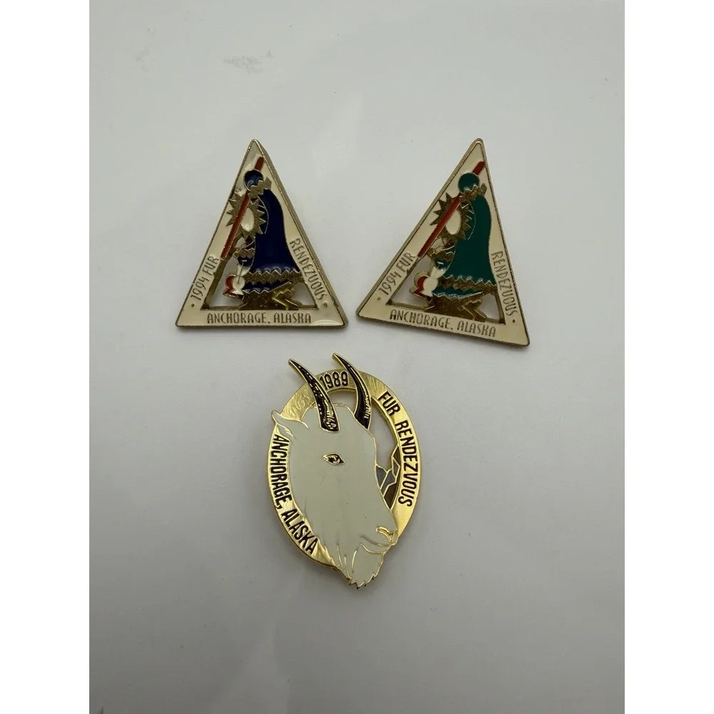 Anchorage Alaska Fur Rendezvous Pins 1989 1994 Set Made in USA